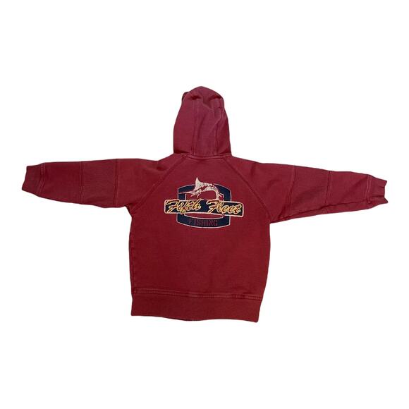 Gymboree Boys Hoodie Size 4 Fifth Fleet Anchor Red Vintage 100% Cotton Zip Front - Picture 2 of 6